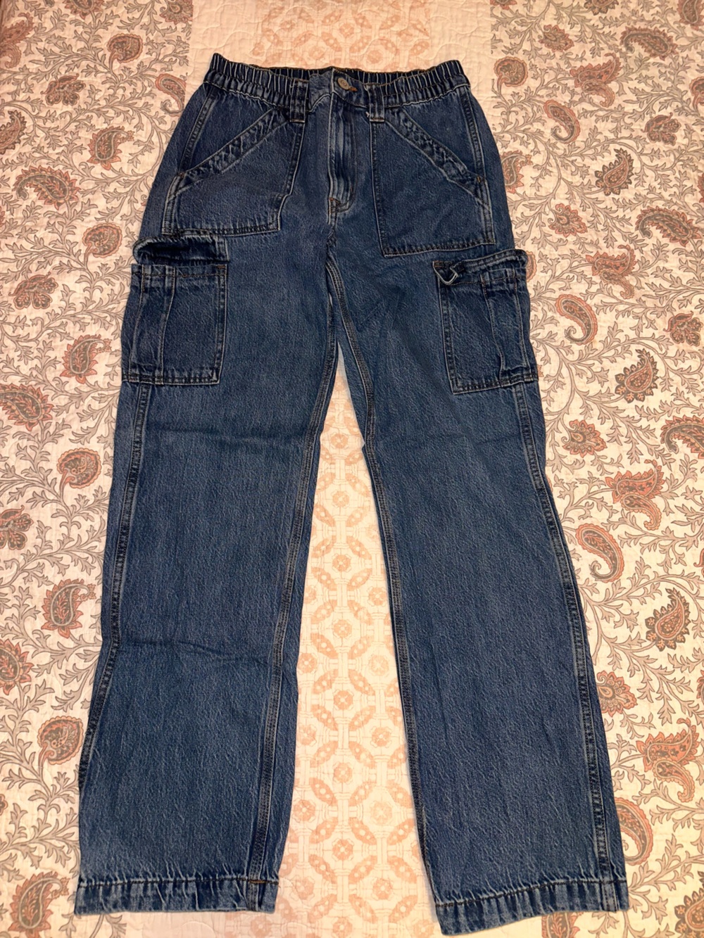 Aeropostale Women's Dark Blue Straight Leg Cargo Jeans
